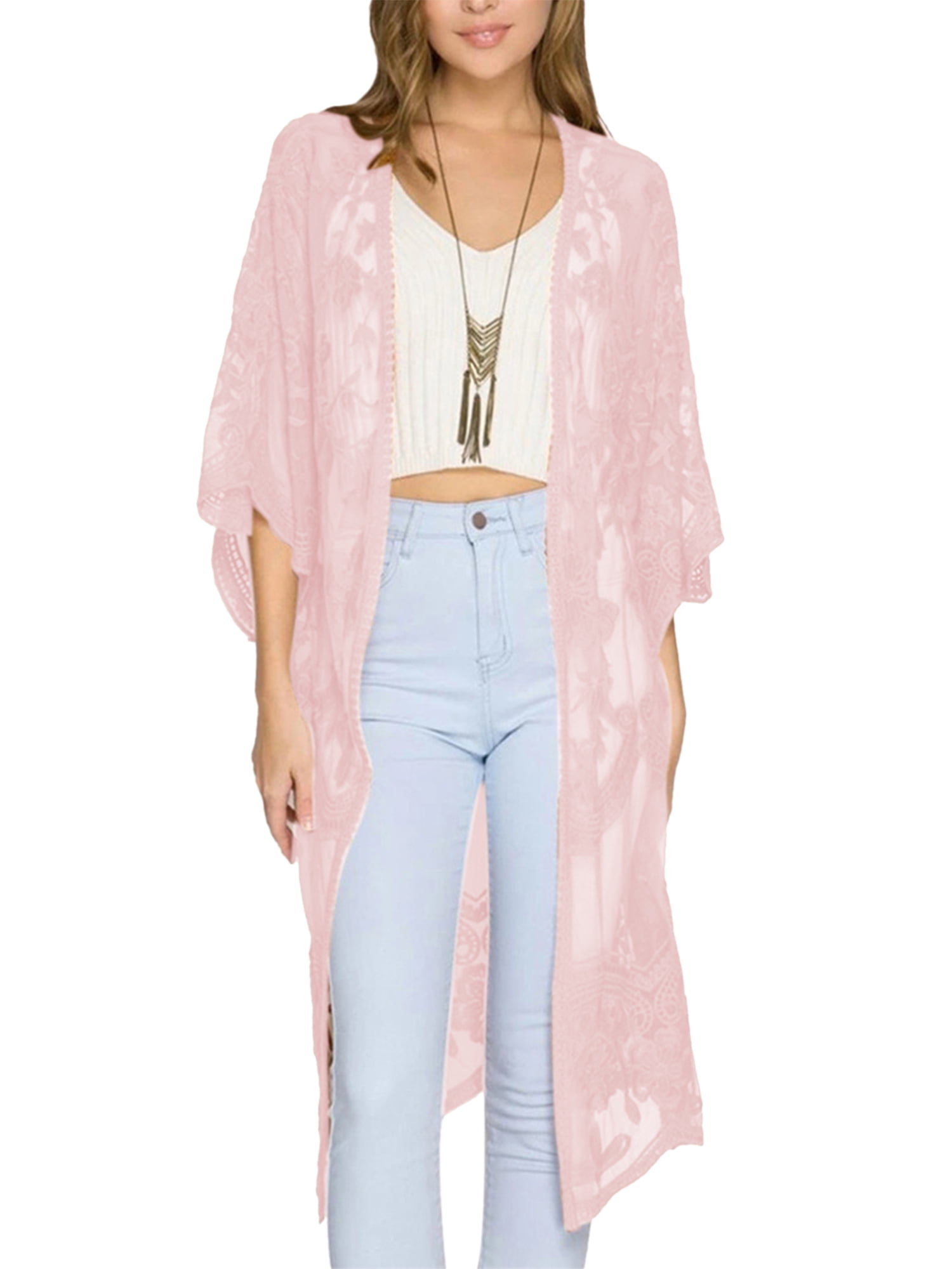 Pink lace kimono cardigan discount