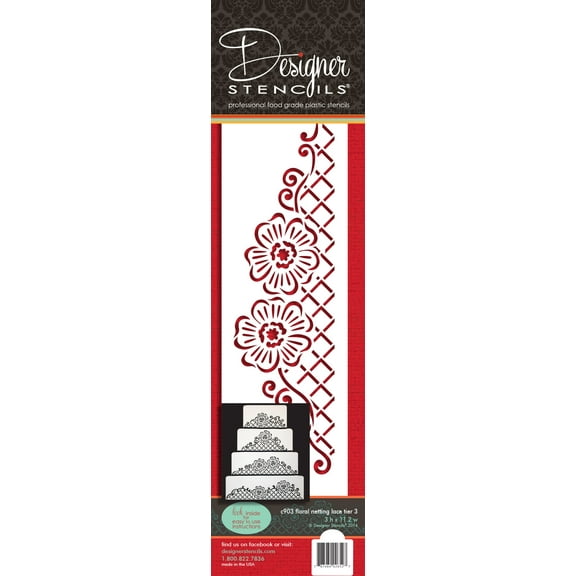 Floral Lace Netting Tier 3 Cake Stencil by Designer Stencils