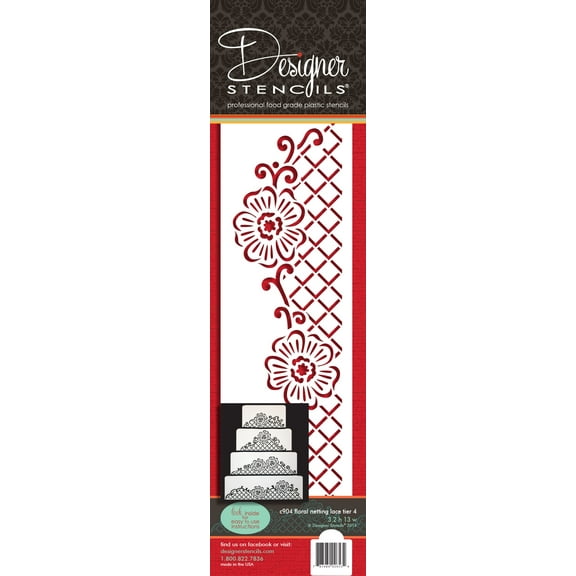 Floral Lace Netting Tier 4 Cake Stencil by Designer Stencils