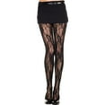 thumbnail image 1 of Floral Lace Pantyhose, Black, 1 of 1