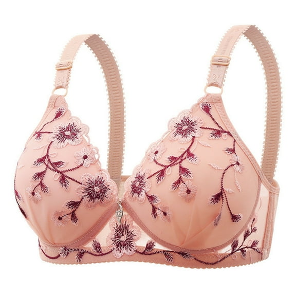 Floral Lace Push Up Bra for Women Embroidered Underwire Bra Padded Sexy Full Coverage Adjustable Lingerie
