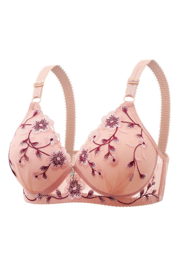 Floral Lace Push Up Bra for Women Embroidered Underwire Bra Padded Sexy Full Coverage Adjustable Lingerie