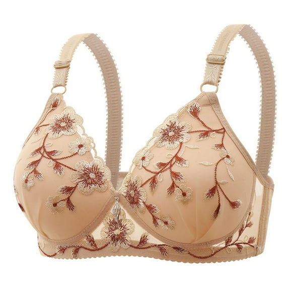 Floral Lace Push Up Bra for Women Embroidered Underwire Bra Padded Sexy Full Coverage Adjustable Lingerie