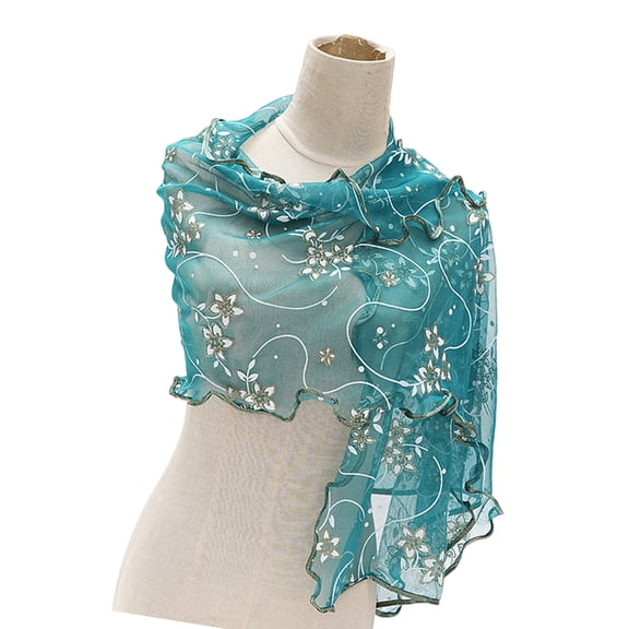 Floral Lace Scarf Elegant Women Accessory Soft Silk Like Polyester Lightweight For Daily Wear