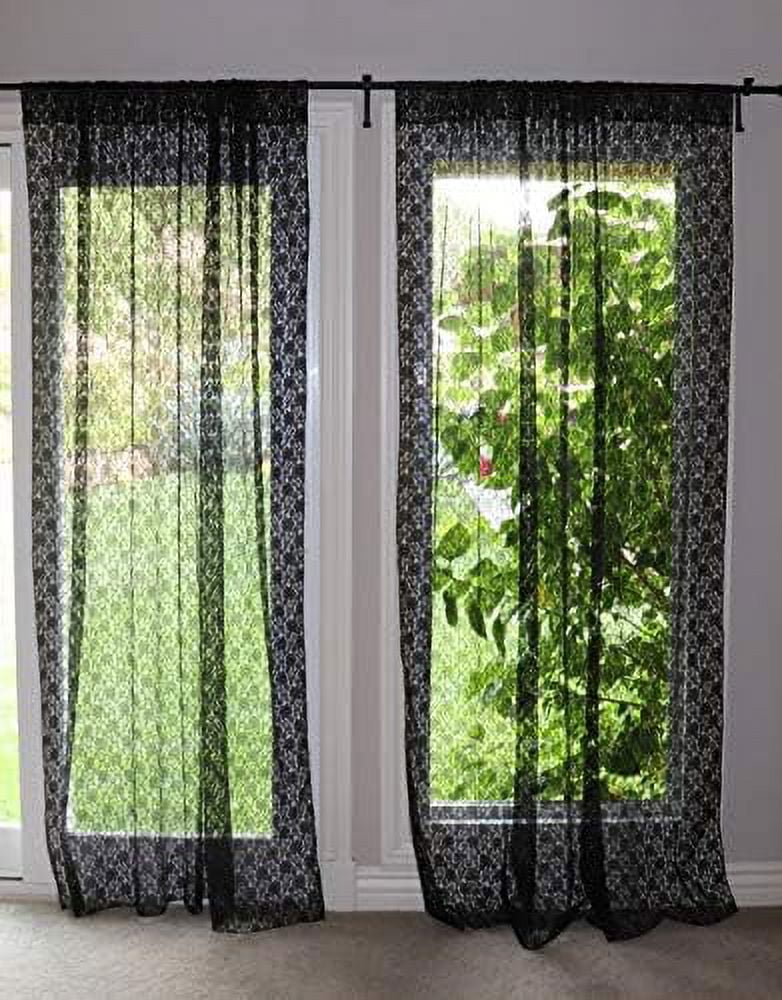 Floral Lace Sheer Curtain Panel 58" Wide Window Treatment/Home Decor