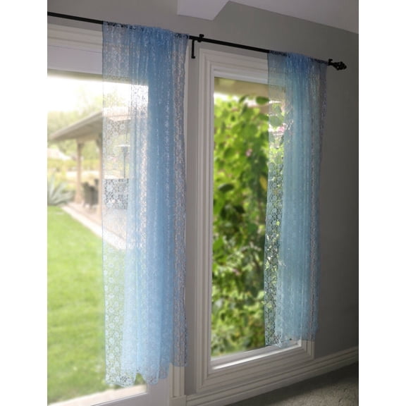 Floral Lace Sheer Curtain Window Panel 58" Wide