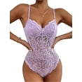 thumbnail image 1 of Floral Lace Sheer Mesh Corset Bodysuit Tops for Women V-Neck Spaghetti Strap Cami Tops Sleeveless Teddy Bustier Corset Top Romper Nightclub, 1 of 7