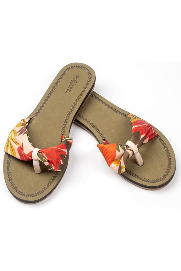 Women’s Floral Lace Strap Sandals – Boho Summer Slides with Colorful Flower Pattern, Trendy Indoor & Outdoor Casual Sandals