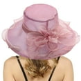 thumbnail image 1 of Floral Lace Sun Hat for Women – Elegant Wide Brim Beach Hat for Vacations, Resorts & Summer Style Clearance, Yubnlvae Womens Summer Dress Hat Wide Flower Bridal Shower , Purple, One Size, 1 of 3
