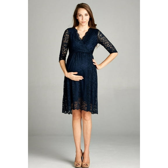 Floral Lace Surplice Maternity Dress
