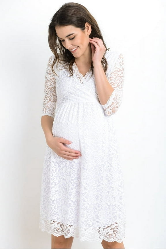 Floral Lace Surplice Maternity Dress