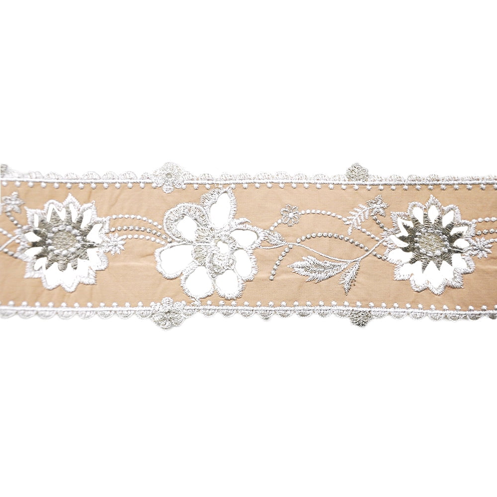 Floral Lace Tape - 3" Width (25 Yard Roll) BR-7556-09 Peach