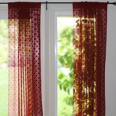 Complete 5 Pc. Sheer Attached Damask Paisley Window in a Bag Curtain ...