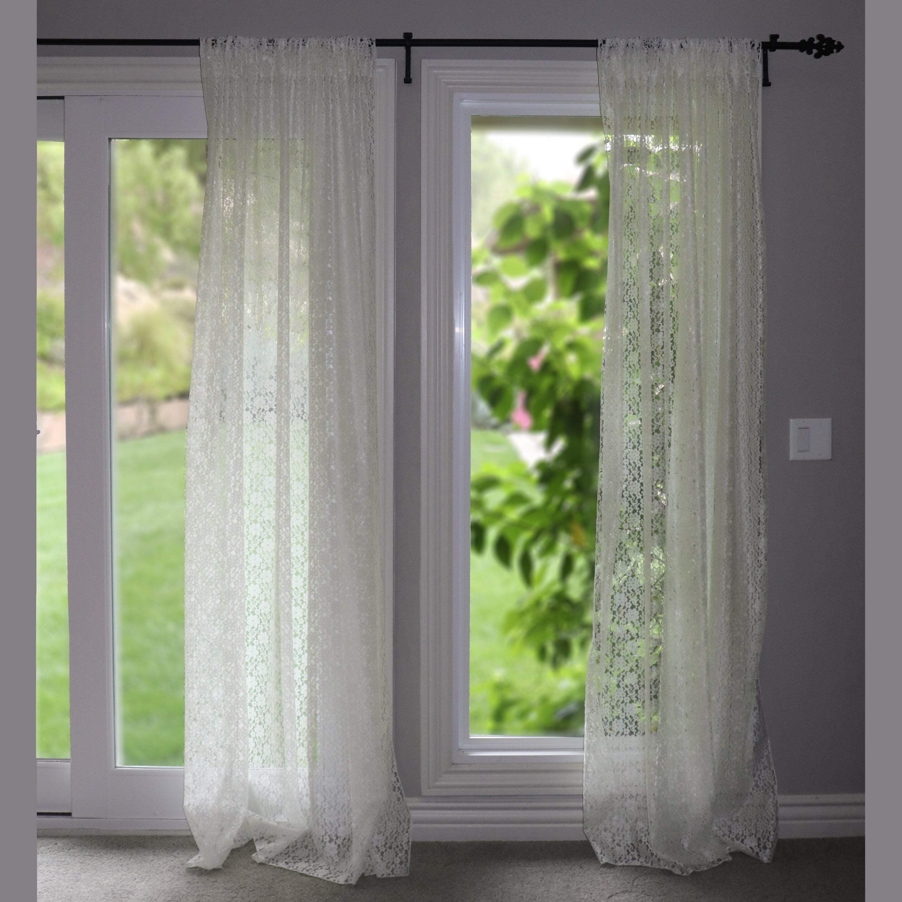 Floral Lace Window Curtain 58 Inch Wide Ivory - Walmart Business Supplies, image size:2892x2892