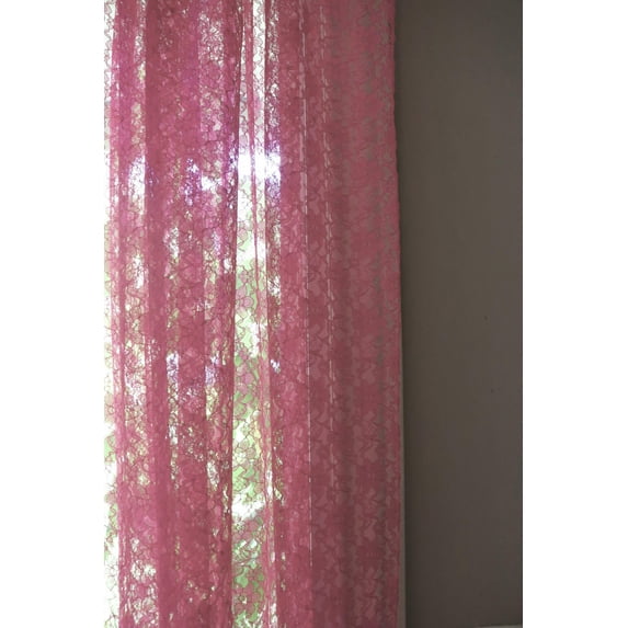 Floral Lace Window Curtain 58 Inch Wide Mauve