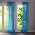 thumbnail image 1 of Floral Lace Window Curtain Panel 58 Inch Wide Turquoise, 1 of 4