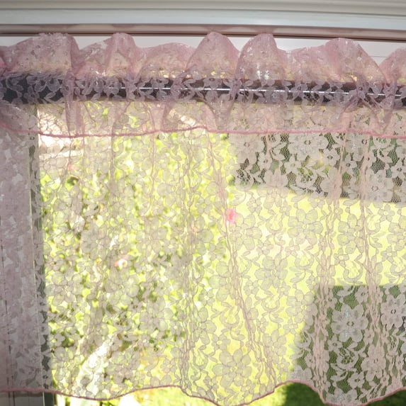 Floral Lace Window Valance 58 Inch Wide Pink