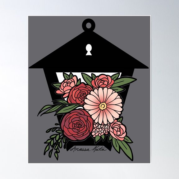 Floral Lantern Red Poster Wall Art, Modern Wall Decor For Living Room Bedroom, 16x24 UNFRAMED