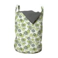 thumbnail image 1 of Floral Laundry Bag, Abstract Blossoms in Green Shades on Polka Dotted Retro Style Background, Basket with Handles Drawstring Closure for Laundromats, 13" x 19", Apple Green Sage Green, by Ambesonne, 1 of 4