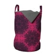 thumbnail image 1 of Floral Laundry Bag, Baroque Gothic Rose Flower Circle Mandala with Psychedelic Tone Effects, Basket with Handles Drawstring Closure for Laundromats, 13" x 19", Hot Pink Dark Purple, by Ambesonne, 1 of 4