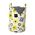 thumbnail image 1 of Floral Laundry Bag, Bicolour Spring Pattern with Abstract Flowers, Hamper Basket with Handles Drawstring Closure for Laundromats, 13" x 19", Yellow Indigo, by Ambesonne, 1 of 4