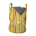 thumbnail image 1 of Floral Laundry Bag, Colorful Skew Vertical Waves Pattern Accompanied with Clover Inspired Ombre Leaves, Basket with Handles Drawstring Closure for Laundromats, 13" x 19", Multicolor, by Ambesonne, 1 of 4
