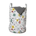 thumbnail image 1 of Floral Laundry Bag, Colorful Summer Flowers and Leaves Designed in Scandinavian Pattern Art, Basket with Handles Drawstring Closure for Laundromats, 13" x 19", White and Multicolor, by Ambesonne, 1 of 4
