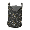 thumbnail image 1 of Floral Laundry Bag, Continuous Chamomile Flowers Scene Leaves Simplistic Botany Pattern, Basket with Handles Drawstring Closure for Laundromats, 13" x 19", Dark Grey and Multicolor, by Ambesonne, 1 of 4