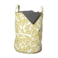 thumbnail image 1 of Floral Laundry Bag, Continuous Pattern of Laurel Leaves Branches Design Botanical, Hamper Basket with Handles Drawstring Closure for Laundromats, 13" x 19", Pale Earth Yellow White, by Ambesonne, 1 of 4