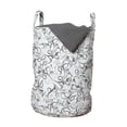 thumbnail image 1 of Floral Laundry Bag, Damask Antique Baroque Curls Classic Old Fashioned Royal Revival, Hamper Basket with Handles Drawstring Closure for Laundromats, 13" x 19", Grey Pale Blue White, by Ambesonne, 1 of 4