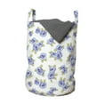 thumbnail image 1 of Floral Laundry Bag, Delicate Flowers and Leaves Botanical Art, Hamper Basket with Handles Drawstring Closure for Laundromats, 13" x 19", Ceil Blue White, by Ambesonne, 1 of 4