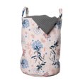 thumbnail image 1 of Floral Laundry Bag, Flowers and Motifs on a Blush Tone Background, Hamper Basket with Handles Drawstring Closure for Laundromats, 13" x 19", Blush Blue Grey, by Ambesonne, 1 of 4