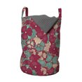 thumbnail image 1 of Floral Laundry Bag, Folklore Inspired Blooming Flower Petals Pattern in Warm Vintage Tones, Hamper Basket with Handles Drawstring Closure for Laundromats, 13" x 19", Peach Dark Coral, by Ambesonne, 1 of 4
