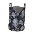 thumbnail image 1 of Floral Laundry Bag, Gothic Flower Bouquet Chrysanthemum Blooming Harvest Baroque Motif, Hamper Basket with Handles Drawstring Closure for Laundromats, 13" x 19", Indigo Pale Grey, by Ambesonne, 1 of 4