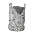 thumbnail image 1 of Floral Laundry Bag, Hand Drawn Blossom Pattern with Featured Eastern Lines and Curved Stripes, Hamper Basket with Handles Drawstring Closure for Laundromats, 13" x 19", Black White, by Ambesonne, 1 of 4