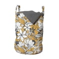 thumbnail image 1 of Floral Laundry Bag, Hibiscus Plant Exotic Beach Island Theme with Tropical Sea Accents, Hamper Basket with Handles Drawstring Closure for Laundromats, 13" x 19", Charcoal Grey Marigold, by Ambesonne, 1 of 4