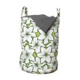 thumbnail image 1 of Floral Laundry Bag, Nature Themed Pattern with Outline Tropical Flower Petals, Hamper Basket with Handles Drawstring Closure for Laundromats, 13" x 19", Apple Green Olive Green, by Ambesonne, 1 of 4
