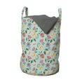 thumbnail image 1 of Floral Laundry Bag, Pansy Spring Flower Repetition Botanical Artwork in Nature Summer Tones, Basket with Handles Drawstring Closure for Laundromats, 13" x 19", Mint Green Multicolor, by Ambesonne, 1 of 4