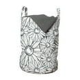thumbnail image 1 of Floral Laundry Bag, Repetitive Outline Grunge Style Sketch Drawn Pattern of Chamomiles, Hamper Basket with Handles Drawstring Closure for Laundromats, 13" x 19", Dark Blue Grey White, by Ambesonne, 1 of 4