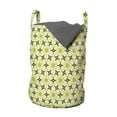 thumbnail image 1 of Floral Laundry Bag, Repetitive Pattern of Geometric Flower in Monotone, Hamper Basket with Handles Drawstring Closure for Laundromats, 13" x 19", Green Brown Yellow Green, by Ambesonne, 1 of 4