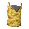 thumbnail image 1 of Floral Laundry Bag, Rhythmic Lotus Like Flowers in Romantic Tangerine Tones Pattern, Hamper Basket with Handles Drawstring Closure for Laundromats, 13" x 19", Pale Orange Yellow Green, by Ambesonne, 1 of 4
