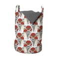 thumbnail image 1 of Floral Laundry Bag, Sketchy Hand Drawn Repeating Poppies Pattern Leafy Strokes Pattern, Basket with Handles Drawstring Closure for Laundromats, 13" x 19", Vermillion and Dark Taupe, by Ambesonne, 1 of 4