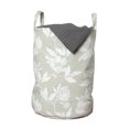 thumbnail image 1 of Floral Laundry Bag, Soft Toned Flower Bouquets and Leaves Shabby Peony Blossoms Field Meadow Pattern, Basket with Handles Drawstring Closure for Laundromats, 13" x 19", Dust and White, by Ambesonne, 1 of 4