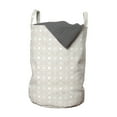 thumbnail image 1 of Floral Laundry Bag, Symmetrical Graphic Flowers and Dots Pattern Pastel Colors Spring Nature, Basket with Handles Drawstring Closure for Laundromats, 13" x 19", Pale Mauve and White, by Ambesonne, 1 of 4