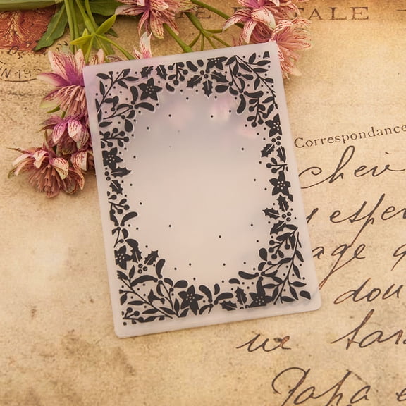 Floral Leaf Border Frame 3D Embossing Folder, Ouginx 3D Textured Plate Templates for Card Making Scrapbooking Paper Craft Tool