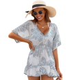 thumbnail image 1 of Floral Leaf Pattern Print Cover Ups Dresses Women Summer Dress Vintage, 1 of 6