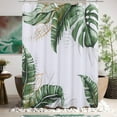 thumbnail image 1 of Floral Leaf Shower Curtain Plant Tropical Shower Curtain Bathroom Shower Curtain Set Linen Textured Fabric Bath Curtain Neutral Blue Shower Curtains for Beach Hotel Bathtubs with 12 Hooks, 72x72 Inch, 1 of 6