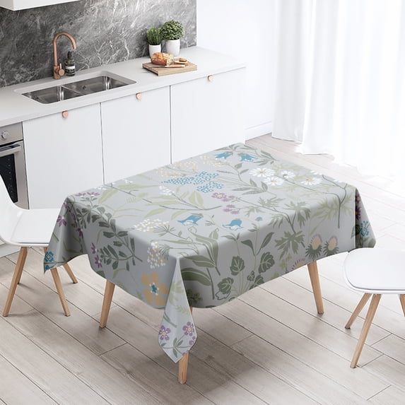 Floral Leaf Tablecloth Home Decor Stain Resistant Waterproof Table Decoration Rectangular Kitchen Fireplace Countertop
