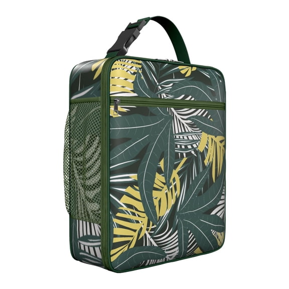 Floral Leafy Summer Vibrant Insulated Lunch Bag – Hawaiian Tropical Leaf Palm Leaf Hawaiian Floral Aloha Tropical Plant Jungle Leaves Colorful Exotic Beach Vacation Palm Inspired Retro Botanical Tote