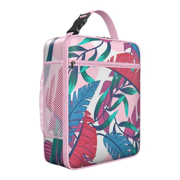 Floral Leafy Summer Vibrant Insulated Lunch Bag – Hawaiian Tropical Leaf Palm Leaf Hawaiian Floral Aloha Tropical Plant Jungle Leaves Colorful Exotic Beach Vacation Palm Inspired Retro Botanical Tote